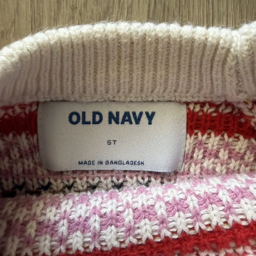 Girls 5T Fair Isle Swater Pullover Colorful Geometric Stripes Old Navy